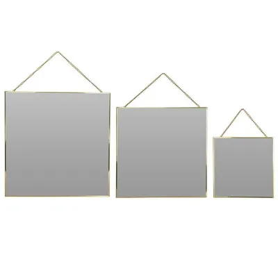 Immagine prodotto di Set di 3 specchi quadrati dorati