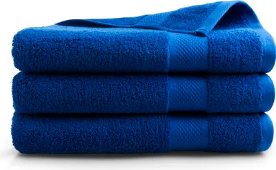 Produktbild von DoubleDry Premium Handtücher Set - 3 Stück 70 X 140 cm Baumwolle - 500 g/m² - Weich & Saugstark -  Badetuch badehandtücher Große Handtuch (Klassisches Blau)