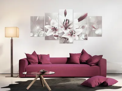 Zdjęcie produktu dla Obraz akustyczny kwiaty lilie 200x100 cm 5-częściowy obraz pianka akustyczna wysokowydajny pochłaniacz dźwięku izolacja akustyczna płótno 5 szt. obraz ścienny akustyka pomieszczenia izolacja akustyczna b-C-0041-b-n