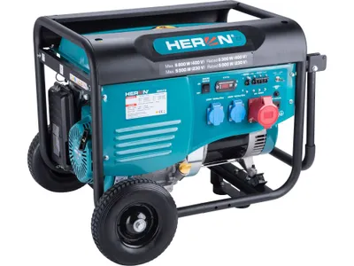 Obrázok produktu pre HERON 8896418 Benzínový generátor 15PS/6,8kW/8,5kVA (400V), 5,5kW (230V), Fahrgestell