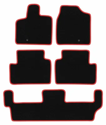 Productafbeelding van Velours automatten voor Volkswagen Routan 2008-2015 – 5-delig, zwart/rood, op maat – Wielganizator CARLUX