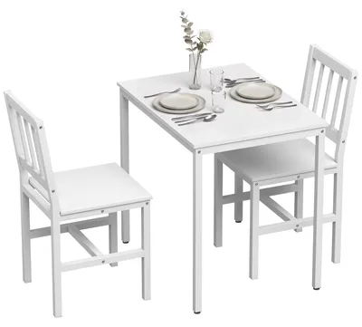 Produktbild von HOMCOM Esstisch mit 2 Stühlen Essgruppe Moderne Esszimmergruppe mit Stahlgestell