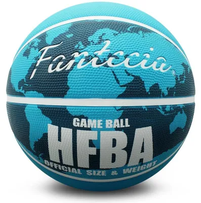 Image de Balle de basket taille 7 avec pompe, en caoutchouc, pour intérieur et extérieur