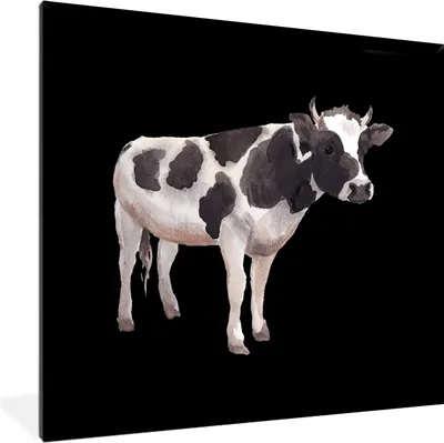 Produktbild von MuchoWow® MuchoWow® Gerahmtes Poster Kuh - Zeichnung - Schwarz 40x40 cm - Poster mit zchwarzem Bilderrahmen - Mit Rahmen - Wanddekoration Schlafzimmer