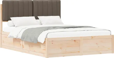 Produktbild von Bettgestell mit gepolstertem Kopfteil Taupe 140 x 200 cm