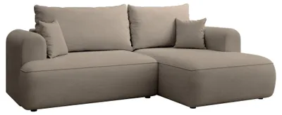 Produktbild von Selsey Ovo Mini - Eckschlafsofa rechtsseitig mit Stauraum, Easy-Clean-Chenille-Bezug, greige