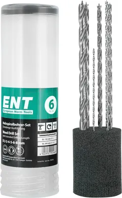 Produktbild von ENT Holzspiralbohrer-Kassette HSS-G Bohrer ø 2-8 mm 6-teilig