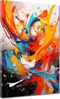 Produktbild von Dynamische Farbexplosion Kunst Leinwandbild Wandbild Kunstdruck Wanddeko: 75x100x4cm
