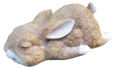Produktbild von Wetterfeste Gartenfigur: Liegender Hase aus Kunstharz, 14 cm