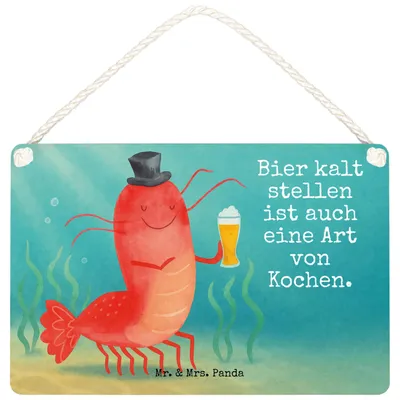 Produktbild von Mr. & Mrs. Panda Wandbild Holz Hummer Weizen Design DIN A4 - Weiß - Geschenk, Kneipe, Holzschild, Wirtschaft, Kochen, Garnele, holzbild, Deko Wandtafel, Bier, Garnelen