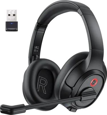 Zdjęcie produktu dla Zestaw słuchawkowy do gier (bezprzewodowy biznesowy zestaw słuchawkowy, zestaw słuchawkowy Bluetooth, zestaw słuchawkowy Bluetooth z mikrofonem do 55 godzin i zasięg 10 metrów)