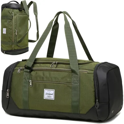 Produktbild von Reisetasche Sporttasche 40L mit Schuhfach und Nassfach Weekender Rucksack Armeegrün