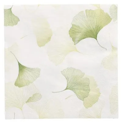 Produktbild von 200 Servietten, 3-lagig 1/4-Falz 33 cm x 33 cm "Light Ginko"