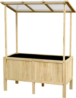 Immagine prodotto di Aiuola rialzata in legno con coperchio 110x60x152 cm fioriera con tessuto non tessuto per giardino balcone natura