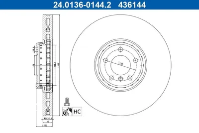 Produktbild von ATE Bremsscheibe Vorne Rechts für BMW X5 (E70) 385,0mm 24.0136-0144.2