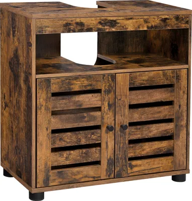 Obrázek produktu pro BEGRYF Skříňka pod umyvadlo 60x30x63 cm tmavě hnědá Koupelnová skříňka Dřevěná skříňka s dvířky Vintage styl
