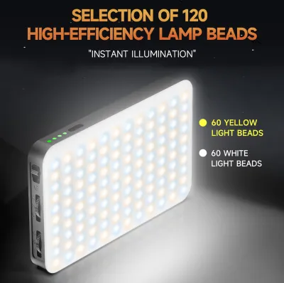 Produktbild von LED-Videoleuchte im Taschenformat, Video-LED-Fuelllicht 2500 K šC 9000 K, dimmbares Konferenzlicht fuer Computer, Tablet, Mobiltelefon, DSLR-Kamera, eingebauter Akku mit Bildschirmclip und Kaltschuhhalterung