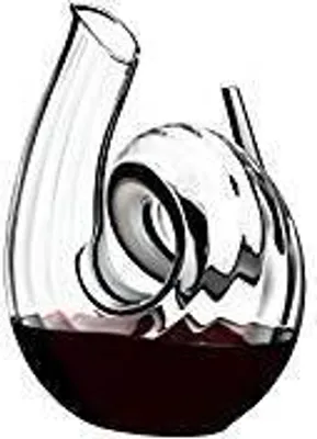 Zdjęcie produktu dla Riedel Dekanter Set Curly Fatto A Mano mit Glasreiniger und Glastuch (2011/00 + 0010/05 + 5010/07) Vorteilsset und 4 EKM Living Trinkhalme aus Edelstahl