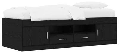 Obrázek produktu pro Postelová konstrukce s úložným prostorem a policí, barva: černý dub, rozměry: 80 x 200 cm