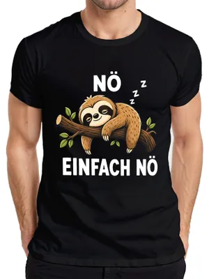Produktbild von Nö Einfach Nö Faultier Schlafend Faulenzer Statement Sarkasmus Herren T-Shirt, Schwarz, XXL