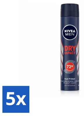 Imagen del producto de 5 unidades de NIVEA MEN Antitranspirante en spray Dry Impact, 200 ml - Paquete ahorro