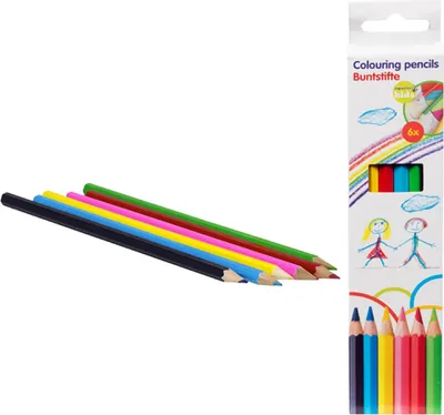 Produktbild von 6 BUNTSTIFTE Set Farbstifte Bleistift Malstifte Malset Sechskant Kartonetui 56