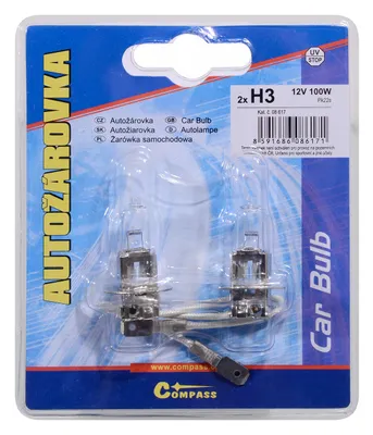 Imagen del producto de Compass 08617 - Bombilla 12V, modelo H3, 100W, embalaje blíster, 2 unidades