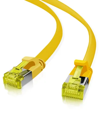 Produktbild von helos Patchkabel Cat 6a Ultraflach U/FTP RJ45 gelb 5m AWG32