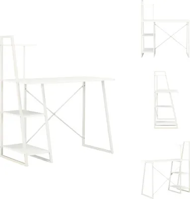 Zdjęcie produktu dla vidaXL Biurko z półką białe 102×50×117 cm - Biurka