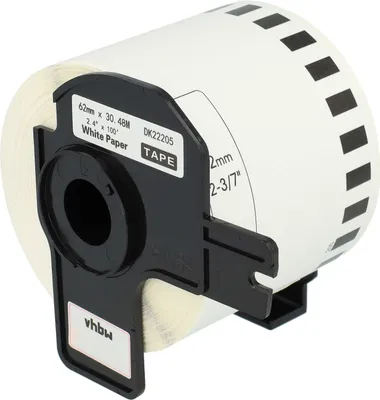 Produktbild von vhbw Rolle mit Halter 62mm x 30,48m (1 Etikette) kompatibel mit Brother PT QL-1050, QL1050N, QL-1060, QL1060N, QL-500, QL-500A, QL500BS Drucker Weiß
