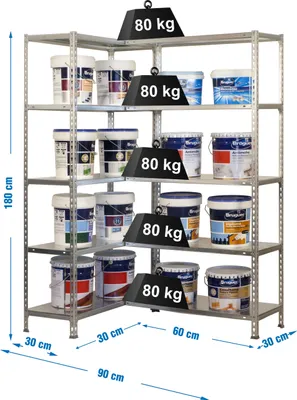Produktbild von SIMONCORNER Metallregal 1800x900x300 VERZINKT