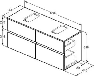 Produktbild von Ideal Standard E3480US WTUnterschrank Finesse Ausschnitt r/l