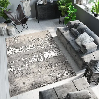 Immagine prodotto di Tappeto a pelo corto Moderno Grigio Screziato Soggiorno Camera da letto 3D ÖKOTEX 120 x 170 cm
