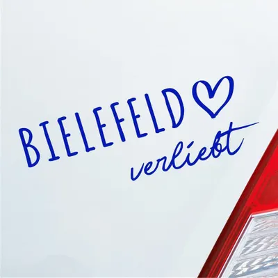 Produktbild von Auto Aufkleber Bielefeld verliebt Herz Stadt Heimat Liebe Car 19x7 cm Dunkelblau Sticker Heckscheibenaufkleber