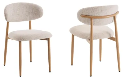 Produktbild von Esszimmerstühle Celia Beige Natur Holzlook Set 2 Stück - Komfortable Japandi Stil