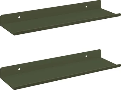Obrázek produktu pro vidaXL Závěsná police, 2 ks, olivově zelená, 30 x 9 x 2,5 cm, ocel