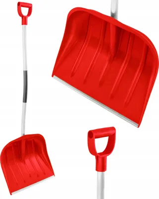 Zdjęcie produktu dla Ergonomiczna Łopata do śniegu 135cm Aluminiowa Profilowana Wygięta Czerwona