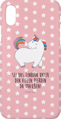 Produktbild von Mr. & Mrs. Panda Iphone 10 Handyhülle Einhorn Stolzieren - Rot Pastell - Geschenk, Cover, Unicorn, Einhörner, Stolz, Hülle, Handy, X, Freundin, Pferd