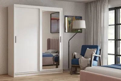 Obrázek produktu pro Dvoudveřová skříň se zrcadlem 160 cm SKRONA - bílá