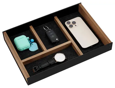 Schreibtisch-Organizer 4 Fächer, Walnussholz, 33x23x4,5 cm
