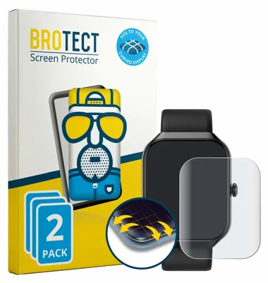 Produktbild von 2x BROTECT Fullscreen Schutzfolie für Matast Smartwatch 1.96" Displayschutz Folie Fullcover Matt Entspiegelungsfolie