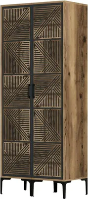 Produktbild von Kleiderschrank 2 Türen Dbonanse, Schlafzimmermöbel, Schrank, Garderobe, 80x201h48 cm, Walnuss und Anthrazit