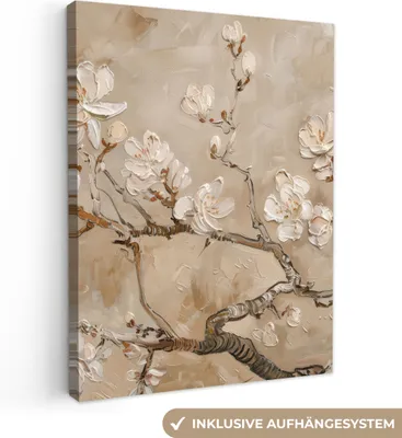 Obrázek produktu pro OneMillionCanvasses® - Obrazy na plátně - Květiny - Moderní - Béžová - Bílá - Květina, Fototapeta, nástěnná dekorace Obývací pokoj obrazy, 60x80cm