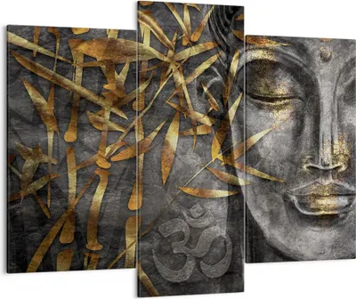 Produktbild von Bild auf Leinwand - Leinwandbild - 3 Teile - Buddha Gold Bodhisattva - 130x100cm - Wand Bild - Wanddeko - Wandbilder - Leinwanddruck - Bilder - Wanddekoration - Leinwand bilder - CB130x100-4442