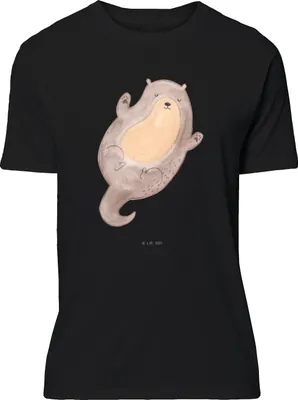 Produktbild von Mr. & Mrs. Panda Größe S T-Shirt Otter Umarmen - Schwarz - Geschenk, Seeotter See, Hallo, Optimistisch, Shirt, gut Gelaunt, Statementshirt, mit Spruch, glücklich, Tshirt