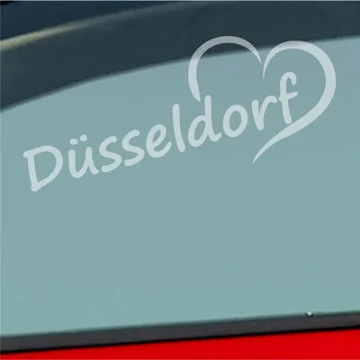 Produktbild von Auto Aufkleber Düsseldorf Herz Stadt City Liebe Love Heart 20x8 cm Milchglas Sticker Heckscheibenaufkleber