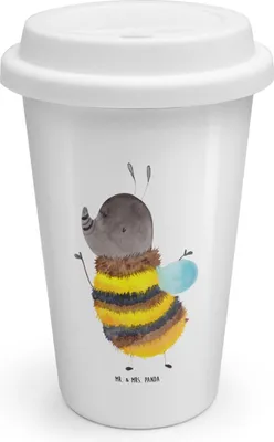 Produktbild von Mr. & Mrs. Panda ToGo Kaffeebecher Hummel flauschig - Weiß - Geschenk, Thermobecher, Isolierbecher, To Go, Biene, Natur, Blume, Lustige Sprüche, Mehrwegbecher