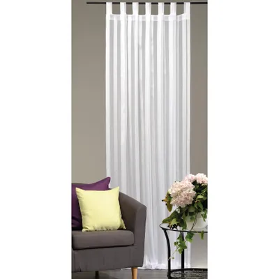 Immagine prodotto di Tenda con passanti (a strisce, semitrasparente), dimensioni: 140x175cm, colore: bianco