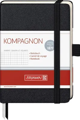 Produktbild von Notizbuch Kompagnon Klassik A6 kariert 96 blatt 80g/qm schwarz Packung mit 5 Stück