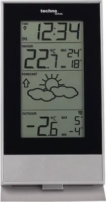 Immagine prodotto di Technoline WS 9910, nero, argento, manometro per la pressione interna, barometro per la pressione esterna, termometro, termometro, °C, LCD